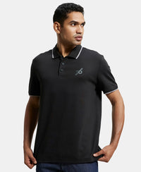 Super Combed Cotton Rich Solid Half Sleeve Polo T-Shirt - Black-5