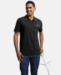 Super Combed Cotton Rich Solid Half Sleeve Polo T-Shirt - Black-6