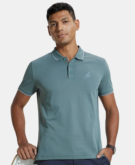 Super Combed Cotton Rich Solid Half Sleeve Polo T-Shirt - Balsam Green-5