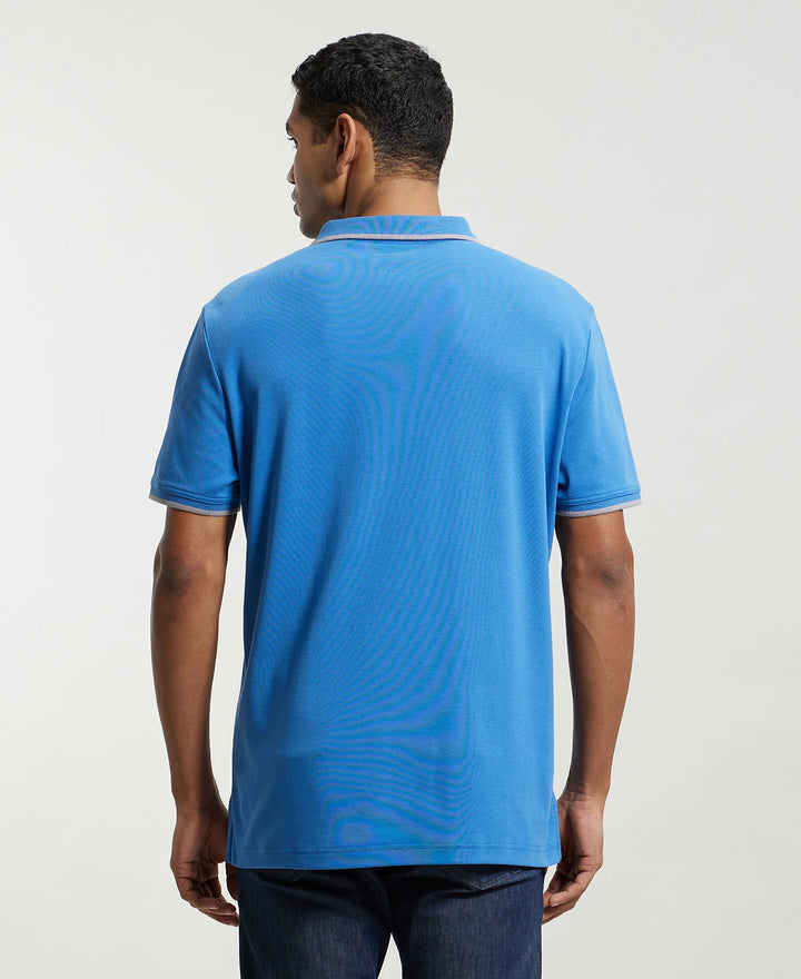 Super Combed Cotton Rich Solid Half Sleeve Polo T-Shirt - Bright Cobalt-3