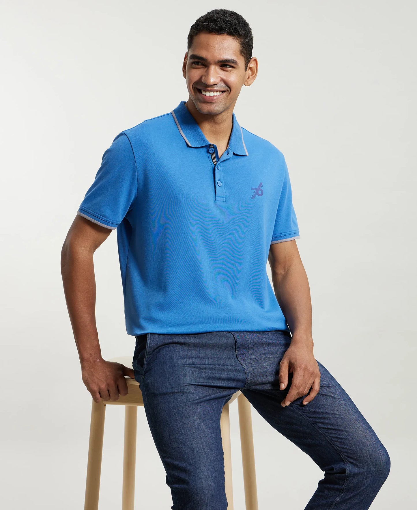 Super Combed Cotton Rich Solid Half Sleeve Polo T-Shirt - Bright Cobalt-6