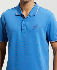 Super Combed Cotton Rich Solid Half Sleeve Polo T-Shirt - Bright Cobalt-7
