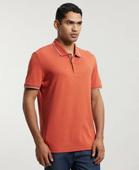 Super Combed Cotton Rich Solid Half Sleeve Polo T-Shirt - Cinnabar-2