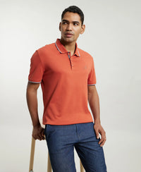 Super Combed Cotton Rich Solid Half Sleeve Polo T-Shirt - Cinnabar-6
