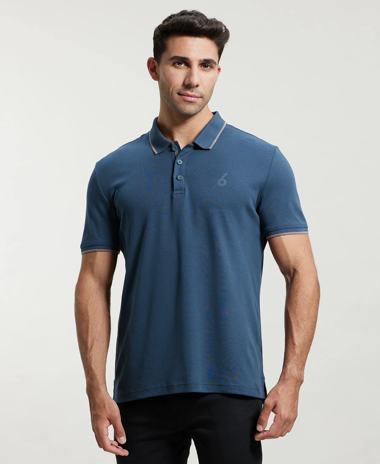 Super Combed Cotton Rich Solid Half Sleeve Polo T-Shirt - Mid Night Navy-1