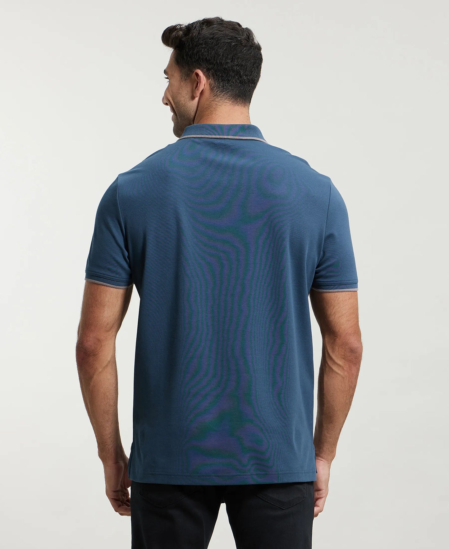 Super Combed Cotton Rich Solid Half Sleeve Polo T-Shirt - Mid Night Navy-3