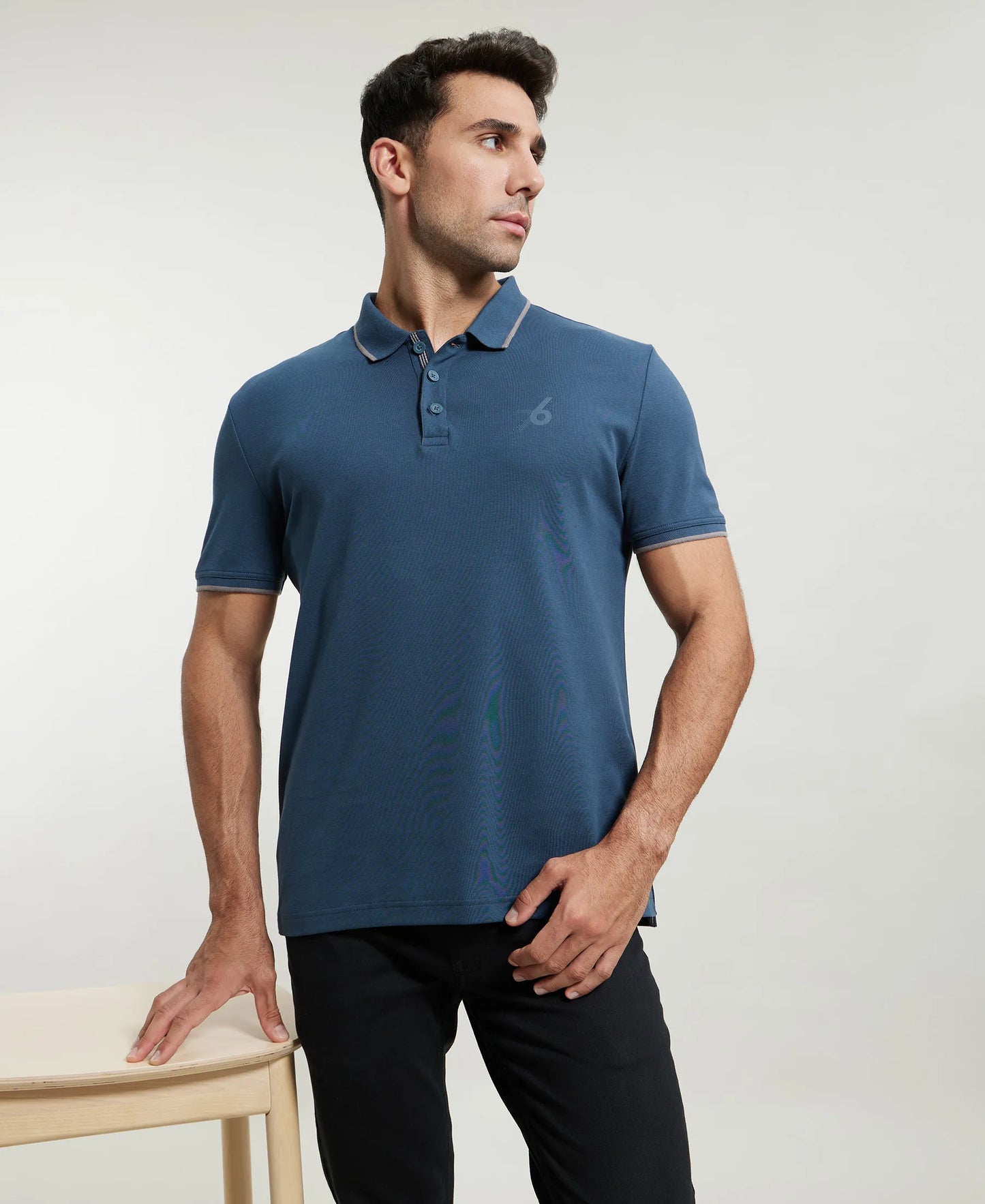 Super Combed Cotton Rich Solid Half Sleeve Polo T-Shirt - Mid Night Navy-6