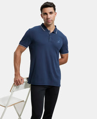Super Combed Cotton Rich Solid Half Sleeve Polo T-Shirt - Navy-5