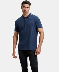 Super Combed Cotton Rich Solid Half Sleeve Polo T-Shirt - Navy-6