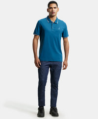 Super Combed Cotton Rich Solid Half Sleeve Polo T-Shirt - Seaport Teal-4