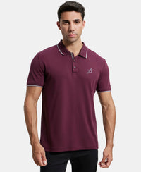 Super Combed Cotton Rich Solid Half Sleeve Polo T-Shirt - Wine Tasting-1