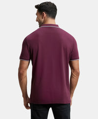 Super Combed Cotton Rich Solid Half Sleeve Polo T-Shirt - Wine Tasting-3