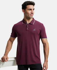 Super Combed Cotton Rich Solid Half Sleeve Polo T-Shirt - Wine Tasting-5