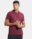 Super Combed Cotton Rich Solid Half Sleeve Polo T-Shirt - Burgundy-1