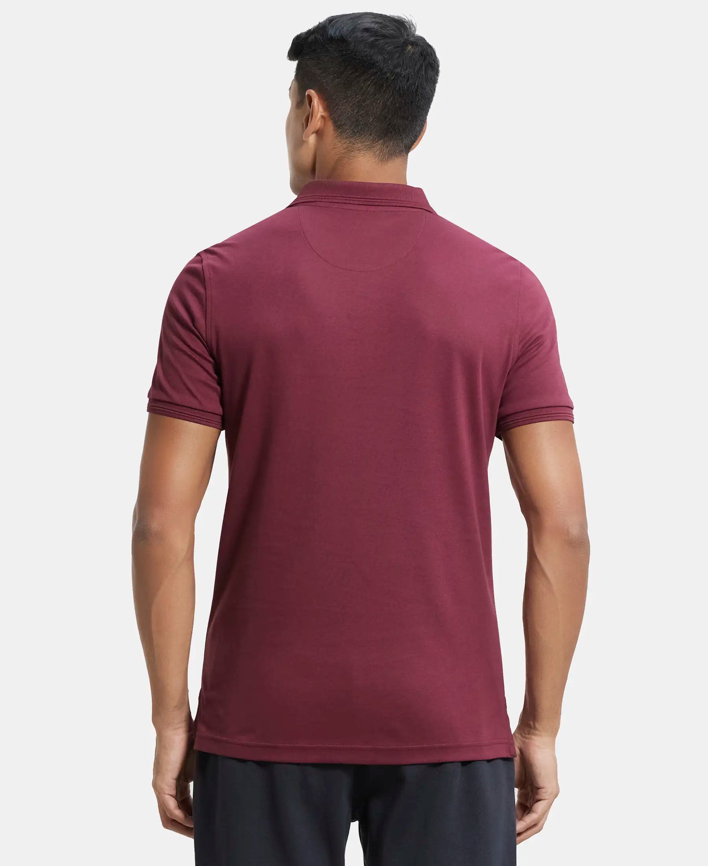 Super Combed Cotton Rich Solid Half Sleeve Polo T-Shirt - Burgundy-3