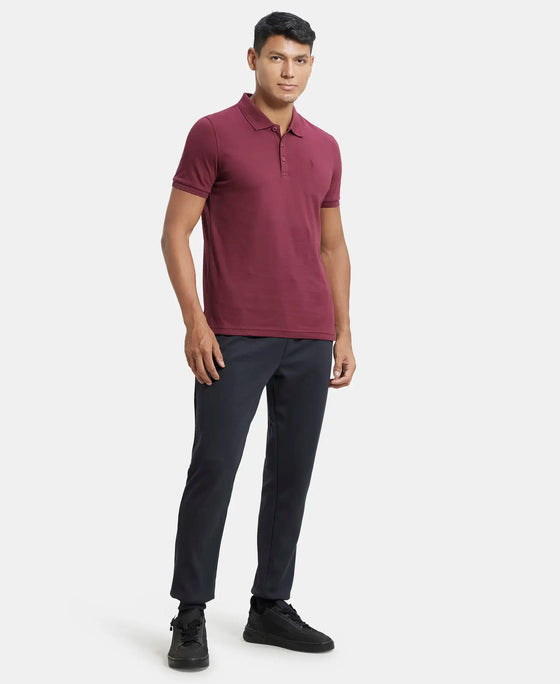 Super Combed Cotton Rich Solid Half Sleeve Polo T-Shirt - Burgundy-4