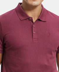 Super Combed Cotton Rich Solid Half Sleeve Polo T-Shirt - Burgundy-6