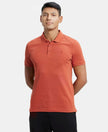 Super Combed Cotton Rich Solid Half Sleeve Polo T-Shirt - Cinnabar-1
