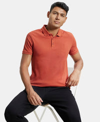 Super Combed Cotton Rich Solid Half Sleeve Polo T-Shirt - Cinnabar-5