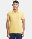 Super Combed Cotton Rich Solid Half Sleeve Polo T-Shirt - Corn Silk-1