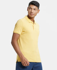 Super Combed Cotton Rich Solid Half Sleeve Polo T-Shirt - Corn Silk-2