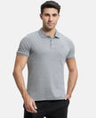 Super Combed Cotton Rich Solid Half Sleeve Polo T-Shirt - Grey Melange-1