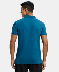 Super Combed Cotton Rich Solid Half Sleeve Polo T-Shirt - Seaport Teal-3