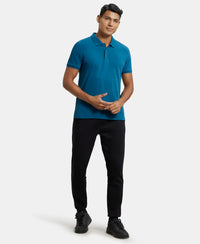 Super Combed Cotton Rich Solid Half Sleeve Polo T-Shirt - Seaport Teal-4