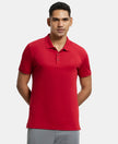 Super Combed Cotton Rich Solid Half Sleeve Polo T-Shirt - Shanghai Red-1