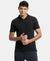 Super Combed Cotton Rich Solid Half Sleeve Polo T-Shirt with Chest Pocket - Black-1