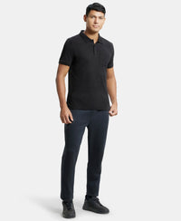 Super Combed Cotton Rich Solid Half Sleeve Polo T-Shirt with Chest Pocket - Black-4