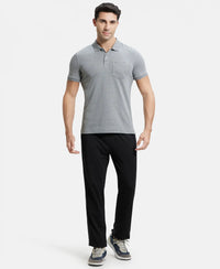 Super Combed Cotton Rich Solid Half Sleeve Polo T-Shirt with Chest Pocket - Mid Grey Melange-4