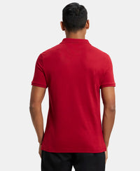 Super Combed Cotton Rich Solid Half Sleeve Polo T-Shirt with Chest Pocket - Shanghai Red-3