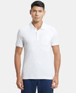 Super Combed Cotton Rich Solid Half Sleeve Polo T-Shirt with Chest Pocket - White-1
