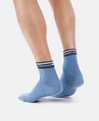 Compact Cotton Ankle Length Socks with StayFresh Treatment - Denim Melange-4