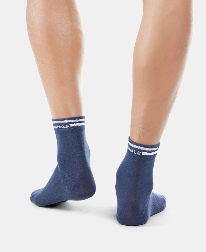 Compact Cotton Ankle Length Socks with StayFresh Treatment - Navy-4