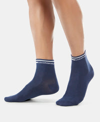 Compact Cotton Ankle Length Socks with StayFresh Treatment - Navy-5