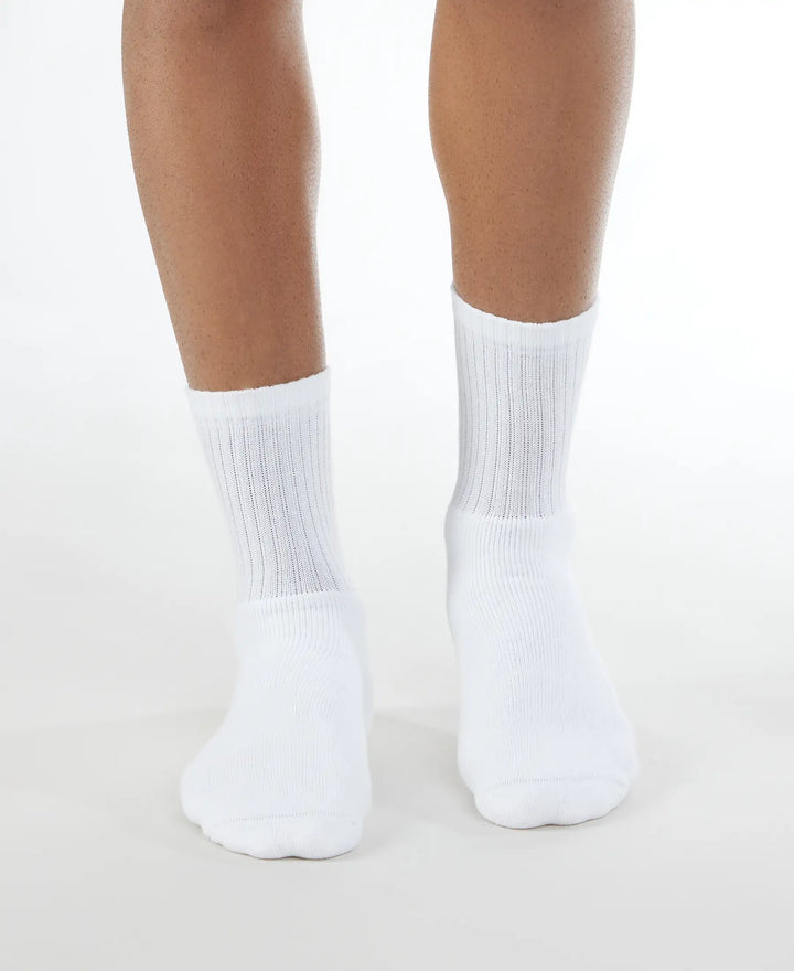 Compact Cotton Terry Crew Length Socks With StayFresh Treatment - White-2