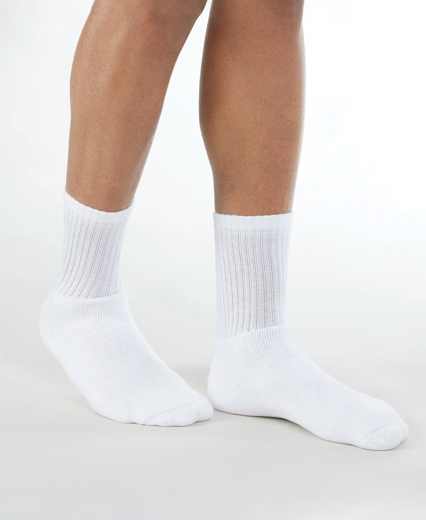 Compact Cotton Terry Crew Length Socks With StayFresh Treatment - White-3