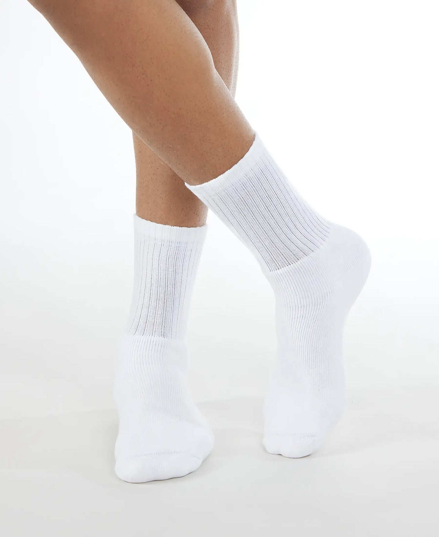 Compact Cotton Terry Crew Length Socks With StayFresh Treatment - White (Pack of 3)