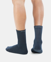 Compact Cotton Terry Crew Length Socks With StayFresh Treatment - Black-4