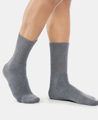 Compact Cotton Terry Crew Length Socks With StayFresh Treatment - Black/Midgrey Melange/Charcoal Melange-11