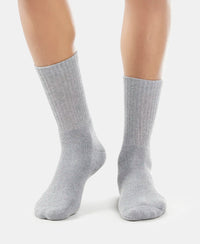 Compact Cotton Terry Crew Length Socks With StayFresh Treatment - Black/Midgrey Melange/Charcoal Melange-6