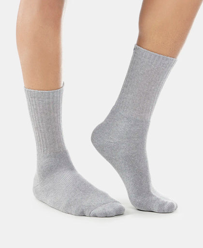 Compact Cotton Terry Crew Length Socks With StayFresh Treatment - Black/Midgrey Melange/Charcoal Melange-7