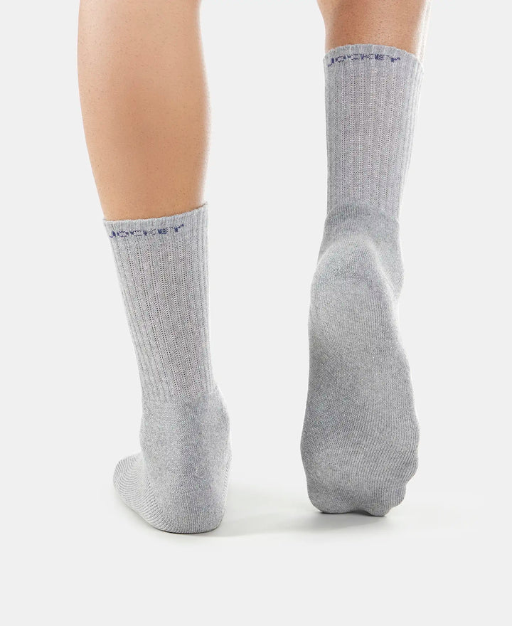 Compact Cotton Terry Crew Length Socks With StayFresh Treatment - Black/Midgrey Melange/Charcoal Melange-8