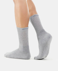 Compact Cotton Terry Crew Length Socks With StayFresh Treatment - Black/Midgrey Melange/Charcoal Melange-9