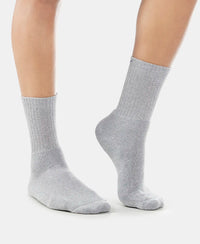 Compact Cotton Terry Crew Length Socks With StayFresh Treatment - Black/Midgrey Melange/Navy-7