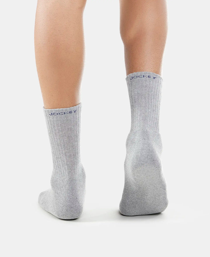 Compact Cotton Terry Crew Length Socks With StayFresh Treatment - Black/Midgrey Melange/Navy-8