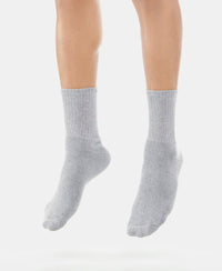 Compact Cotton Terry Crew Length Socks With StayFresh Treatment - Black/Midgrey Melange/Navy-9