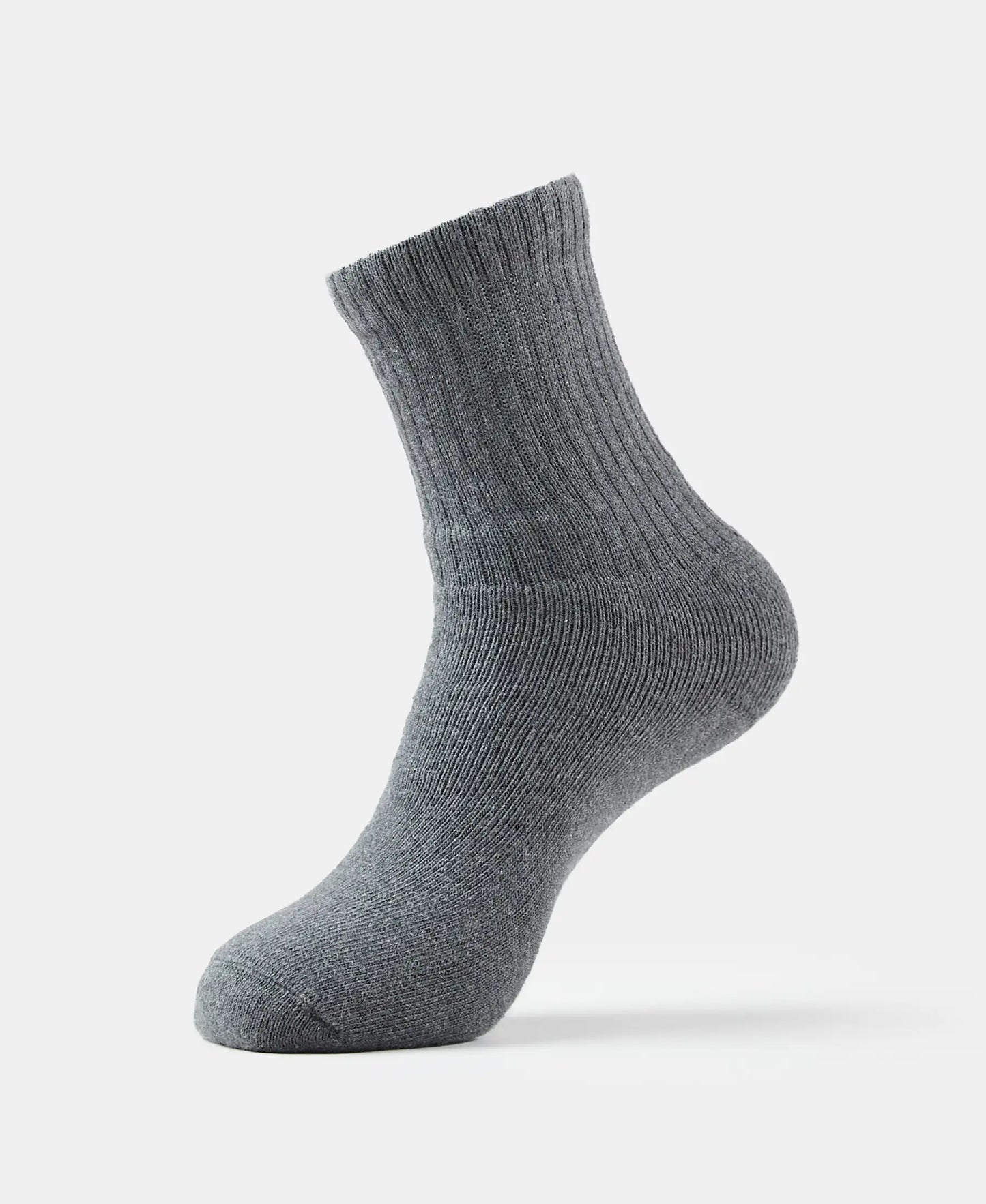 Compact Cotton Terry Crew Length Socks With StayFresh Treatment - Charcoal Melange-1